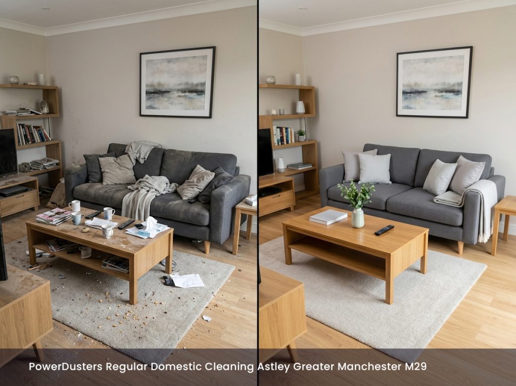 Before and after house clean by a domestic cleaner in Astley